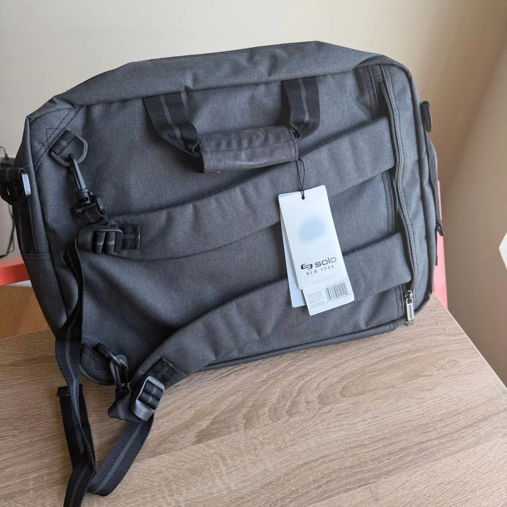 Solo New York Duane Hybrid Briefcase Backpack Grey 15.6 Laptop Bag UBN310-10 NEW